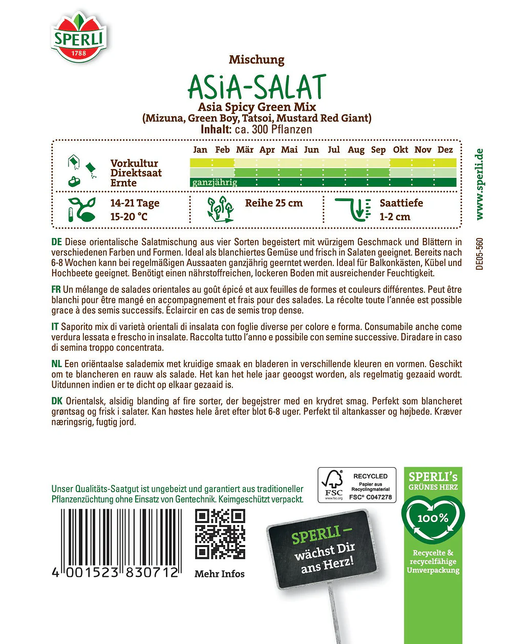 SPERLI Asia-Salat-Samen 'Spicy Green Mix' - Image 2