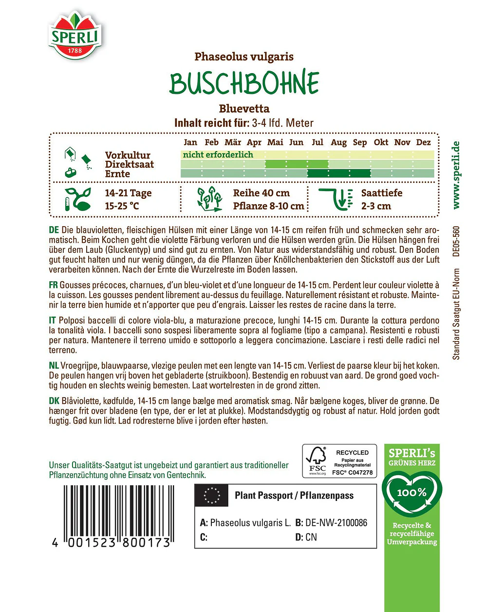 SPERLI Buschbohnen-Samen 'Bluevetta' - Image 2