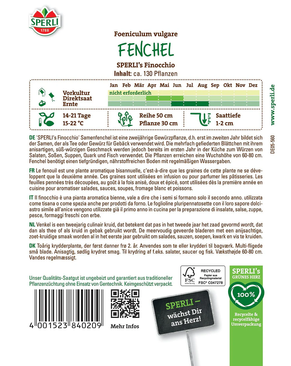 SPERLI Fenchel-Samen 'Finocchio' - Image 2