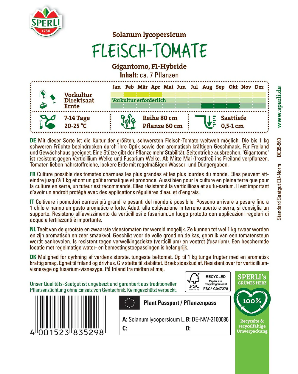 SPERLI Fleischtomaten-Samen 'Gigantomo', F1 - Image 2