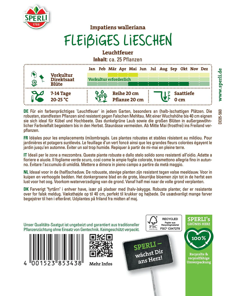 SPERLI Fleißiges Lieschen-Samen 'Leuchtfeuer' - Image 2