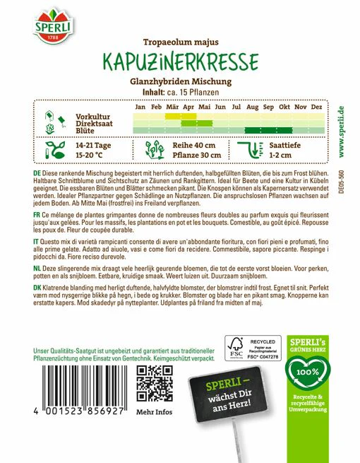 SPERLI Kapuzinerkresse-Samen 'Glanzhybriden Mischung' - Image 2