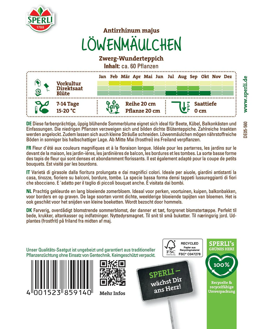 SPERLI Löwenmäulchen-Samen 'Zwerg-Wunderteppich' - Image 2