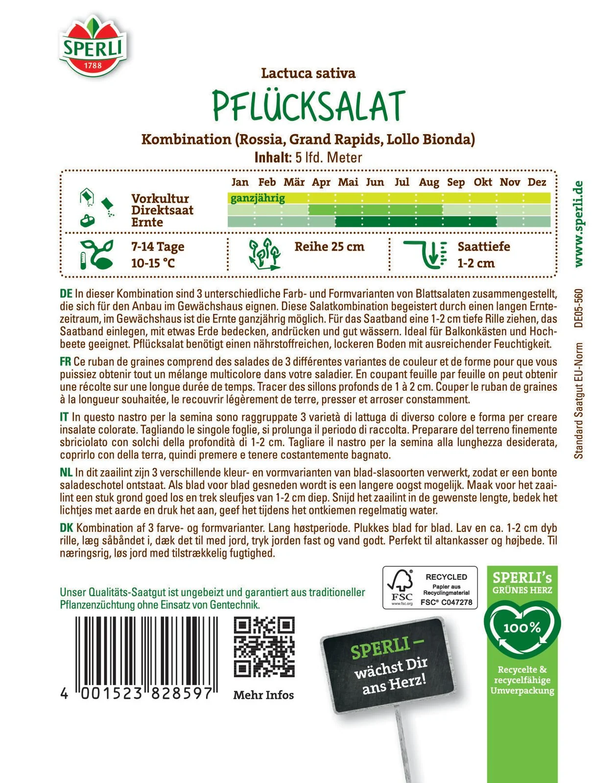 SPERLI Pflücksalat-Samen Kombination, Saatband - Image 2