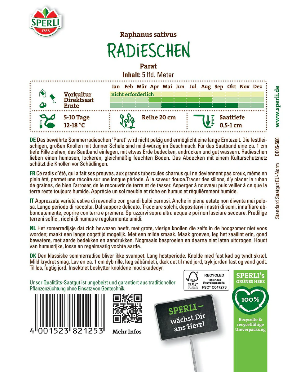 SPERLI Radieschen-Samen 'Parat', Saatband - Image 2