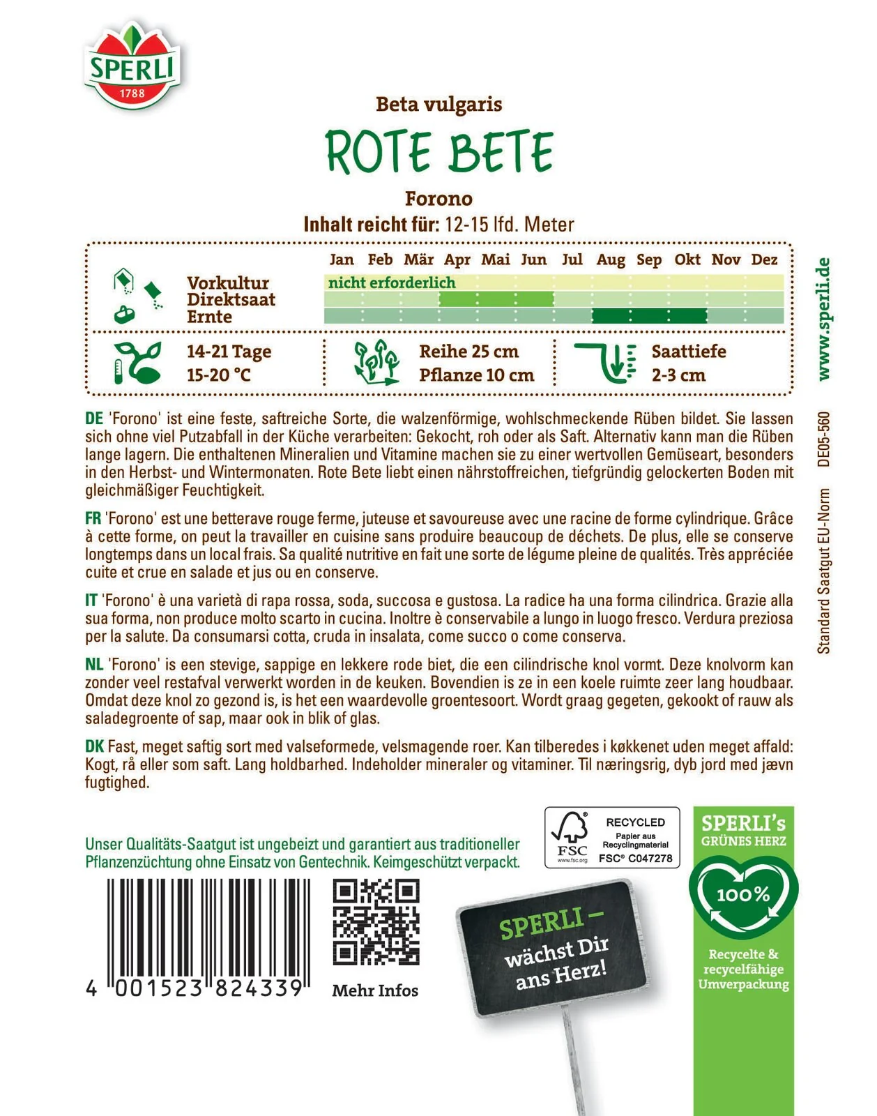 SPERLI Rote Bete-Samen 'Forono' - Image 2