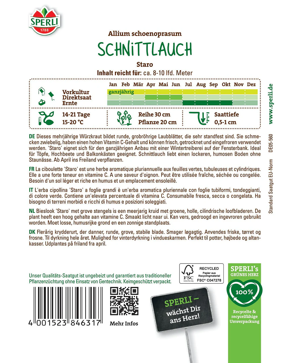 SPERLI Schnittlauch-Samen 'Staro' - Image 2