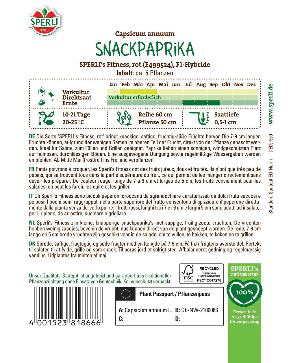 SPERLI Snackpaprika-Samen 'Fitness', F1 - Image 2