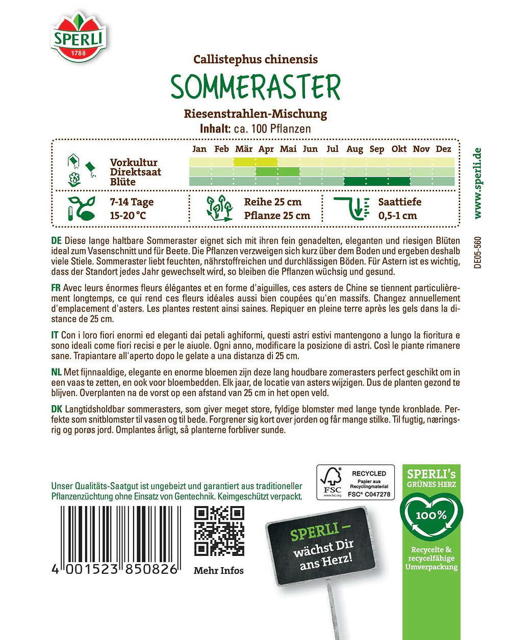 SPERLI Sommeraster-Samen "Riesenstrahlen-Mischung" - Image 2