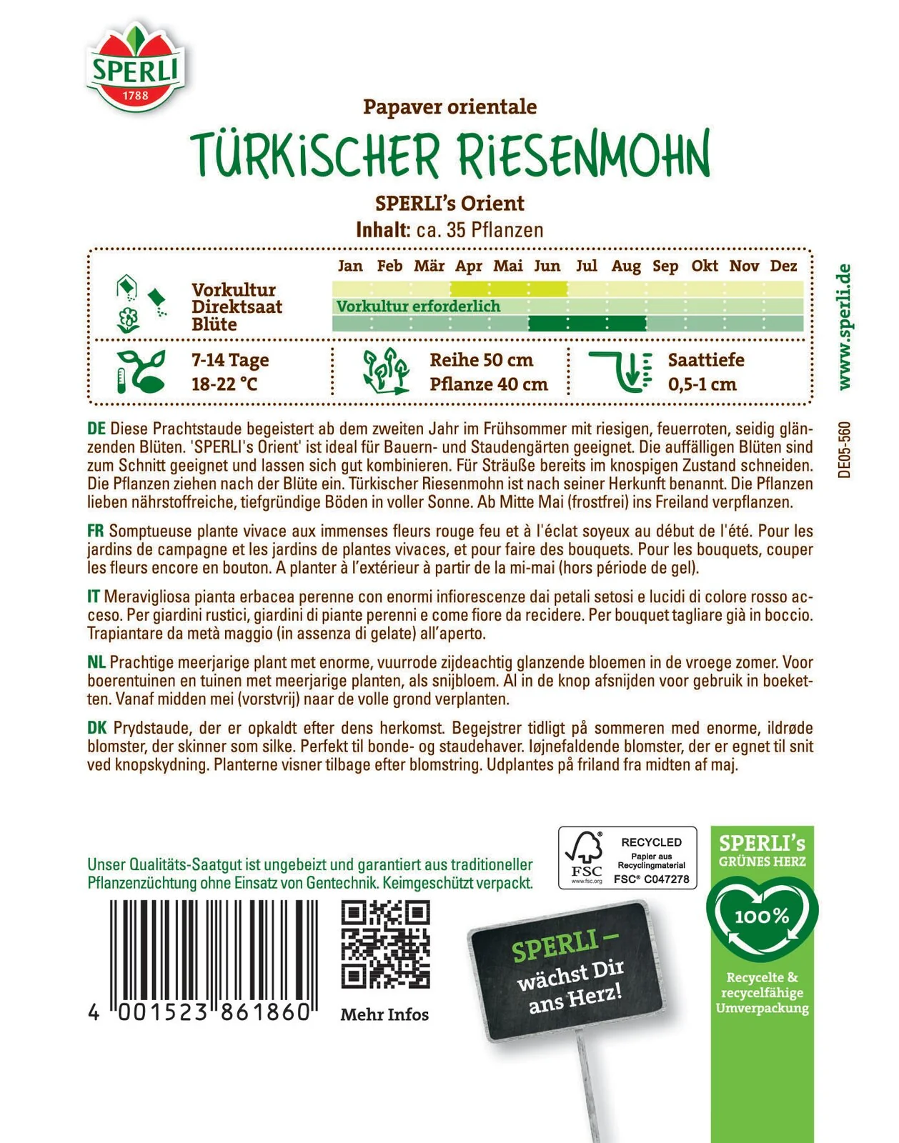 SPERLI Türkischer Riesenmohn-Samen 'Orient' - Image 2