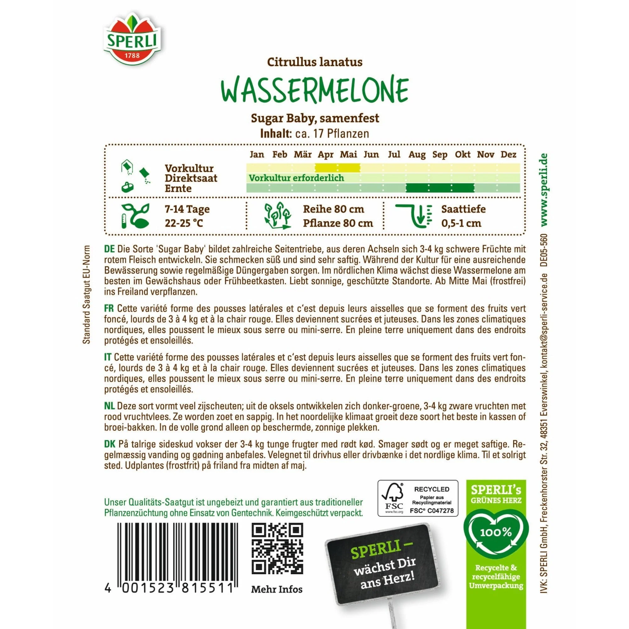 SPERLI Wassermelonen-Samen 'Sugar Baby' - Image 2