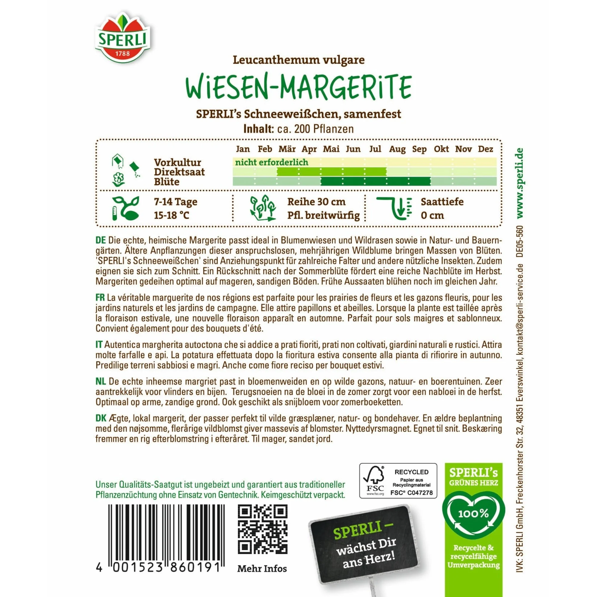 SPERLI Wiesen-Margeriten-Samen 'Schneeweißchen' - Image 2